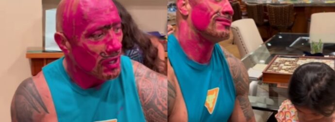 Ο Dwayne Johnson άφησε τις κόρες του να τον βάψουν ροζ (vid)